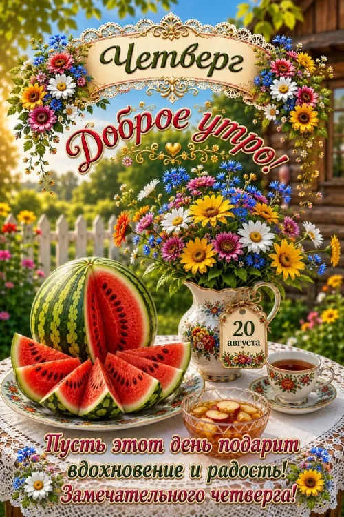 Доброе утро! Четверг с цветами и арбузом