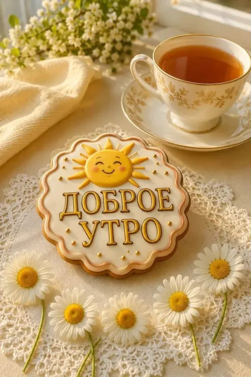 Солнце и ромашки: открытка с добрым утром