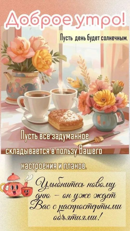 Позитивные открытки с добрым утром и цветами