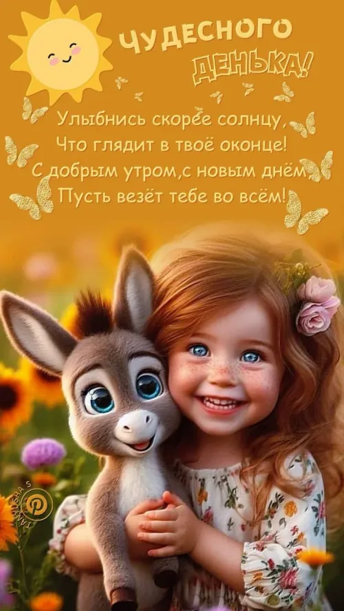 Доброе утро с животным и цветами