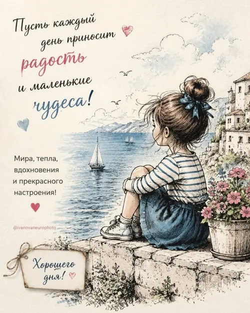 Доброе утро с морем и девушкой