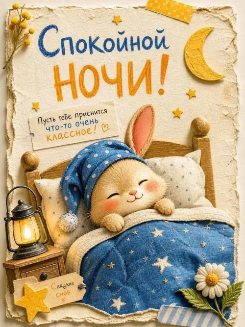 Спокойной ночи с котом и цветами