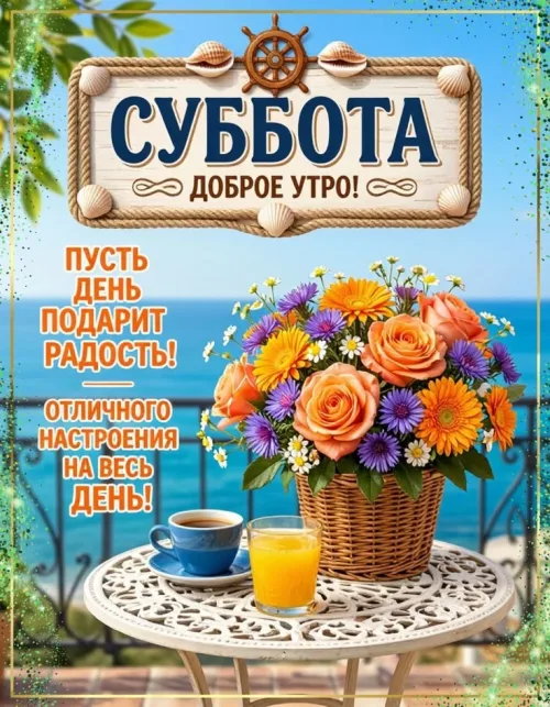 Суббота: Доброе утро с цветами и кофе
