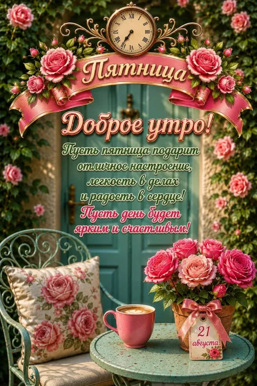 Пятница: Доброе утро с розами и кофе