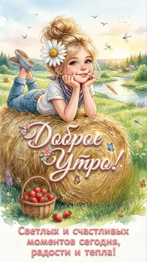 Позитивное Доброе утро с весенним пейзажем