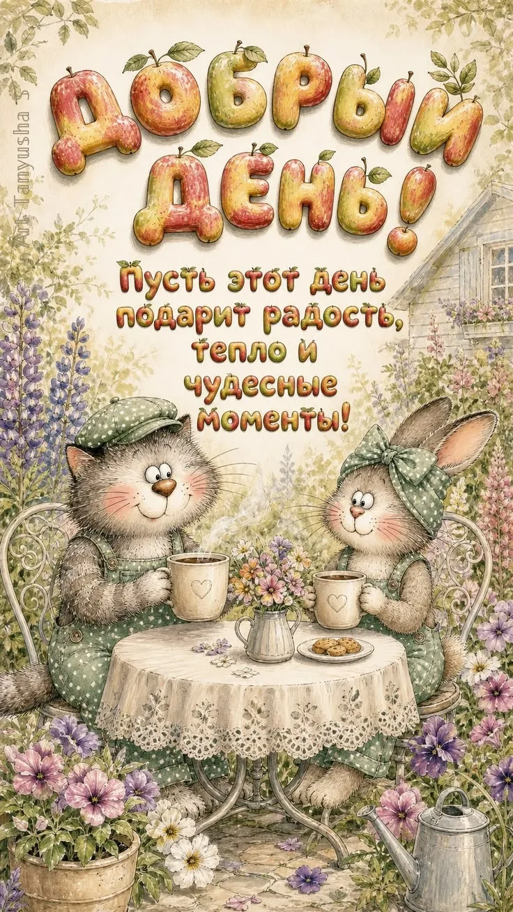 Добрый день! Весенний чай с котом и зайцем