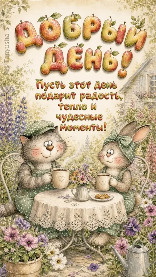 Добрый день! Весенний чай с котом и зайцем