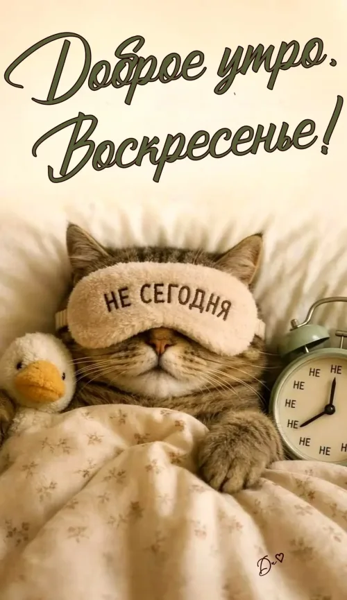 Доброе утро, Воскресенье! Спящий кот в маске