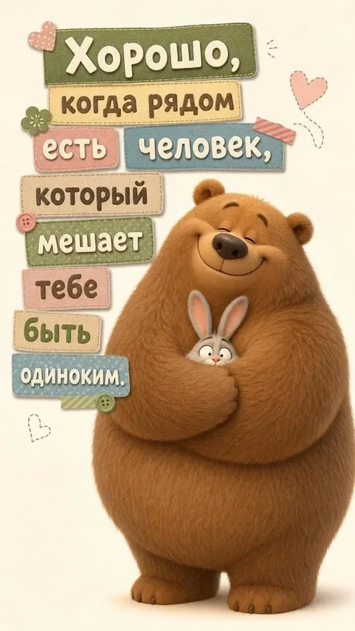 Позитивная открытка с добрым утром и медведем