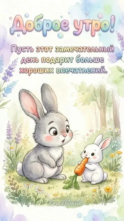 Позитивные открытки с добрым утром и зайцами