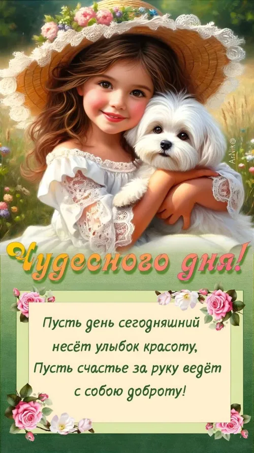 Весенняя открытка с добрым утром и цветами