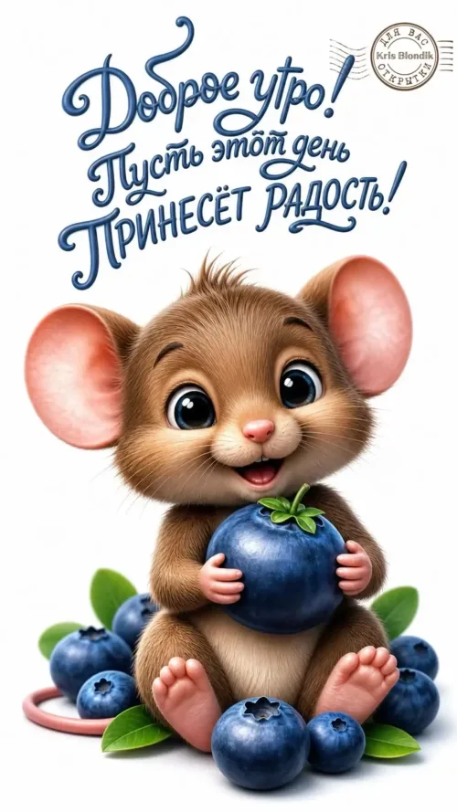 Милая мышь с голубикой: Доброе утро с радостью