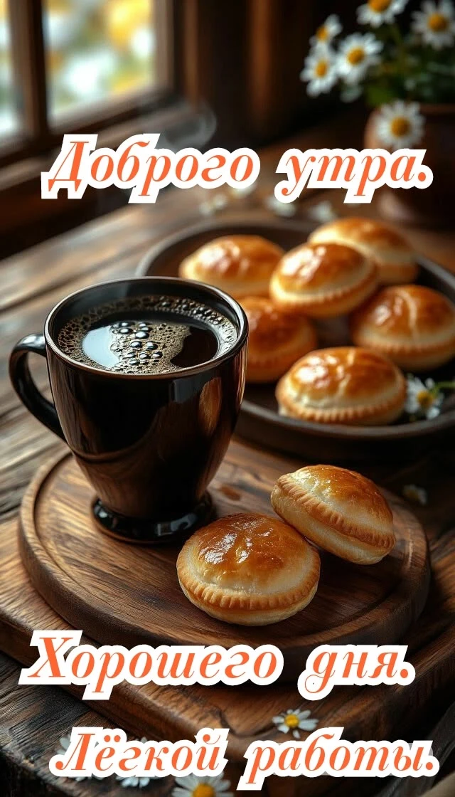 Доброго утра с пирожными и кофе