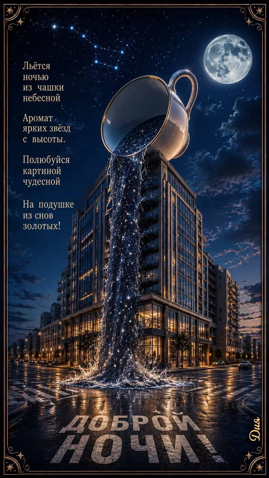 Доброй ночи! Чашка звёзд на городской улице