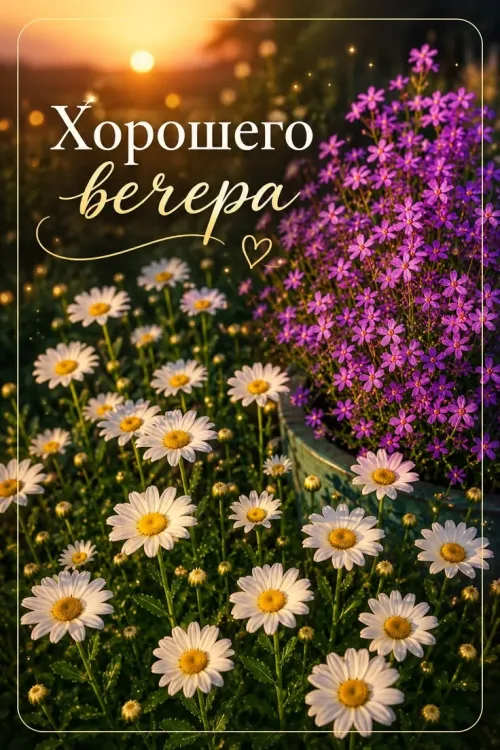 Вечерние цветы и солнце: Хорошего вечера