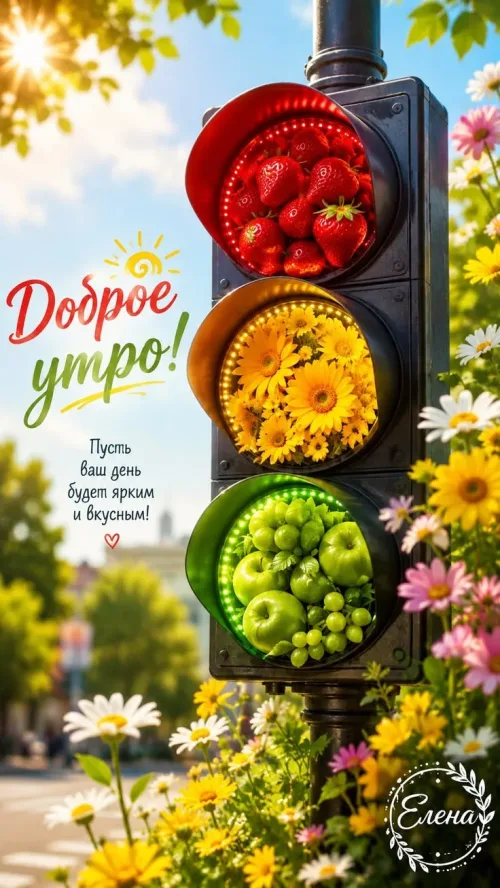 Открытка с добрым утром и ягодами