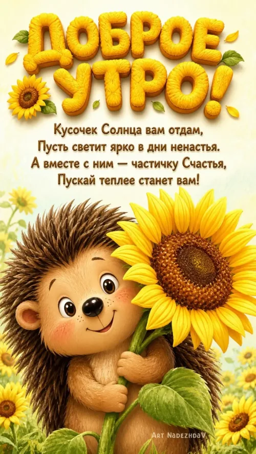 Позитивная открытка с добрым утром и солнцем