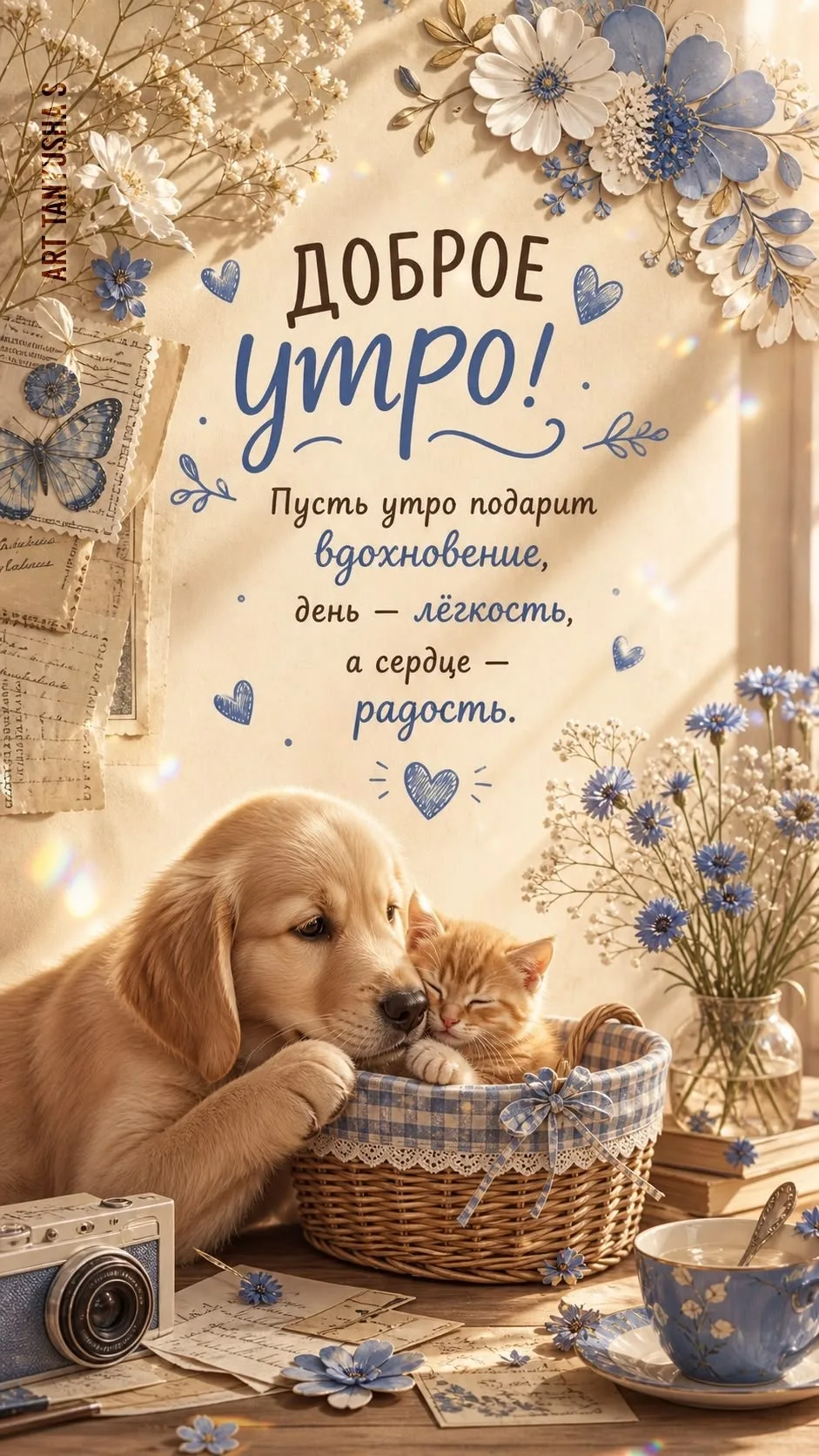 Открытка с добрым утром и животными