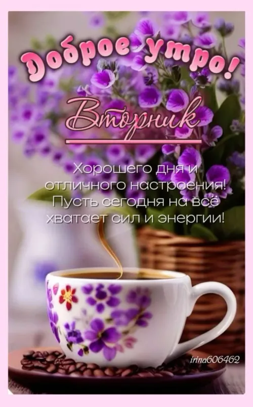Красивая открытка с добрым утром на вторник