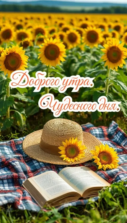 Открытка с добрым утром и солнцем