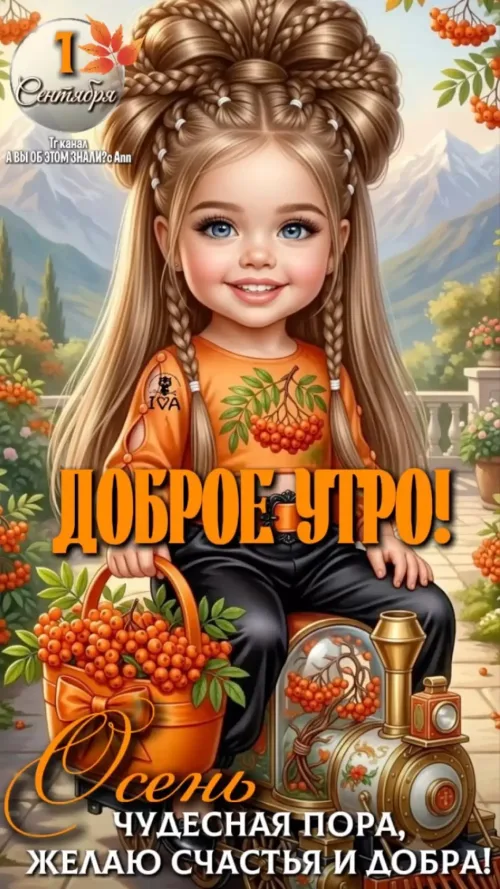 Открытка с добрым утром и осенним пейзажем