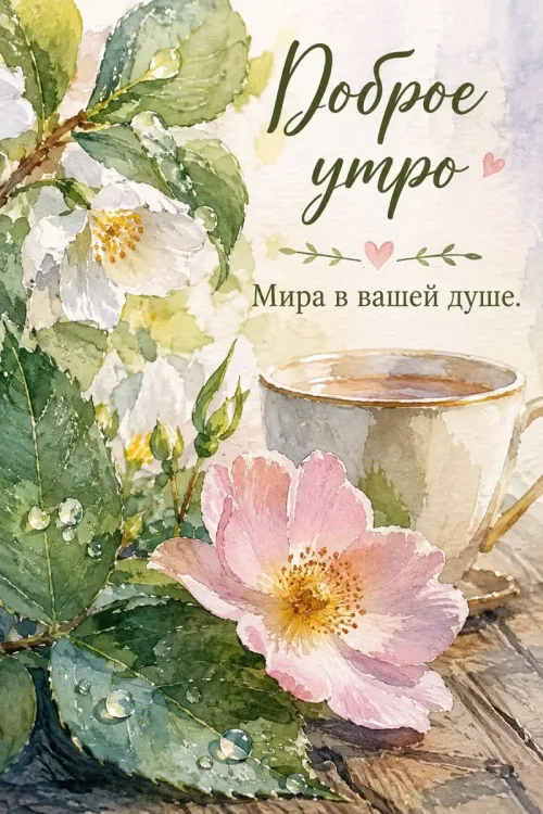 Позитивная открытка с добрым утром и цветами