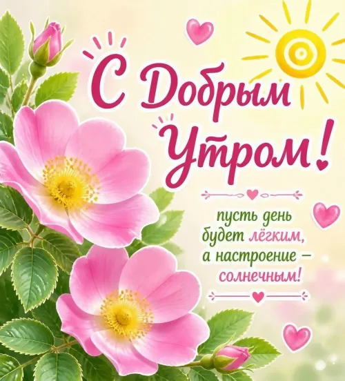 Позитивная открытка с добрым утром и солнечным настроением