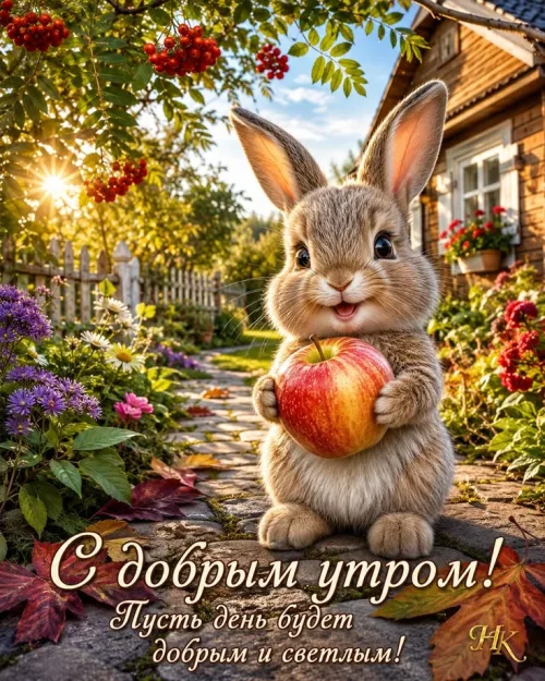 Открытка с добрым утром и кроликом