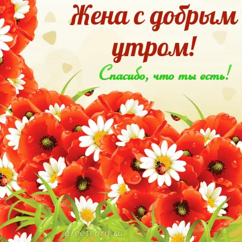 Открытка с добрым утром: цветы и благодарность