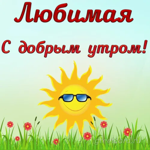 Открытка с добрым утром любимой с цветами и солнцем
