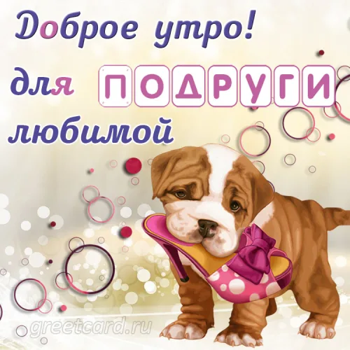 Открытка доброе утро для любимой подруги с щенком