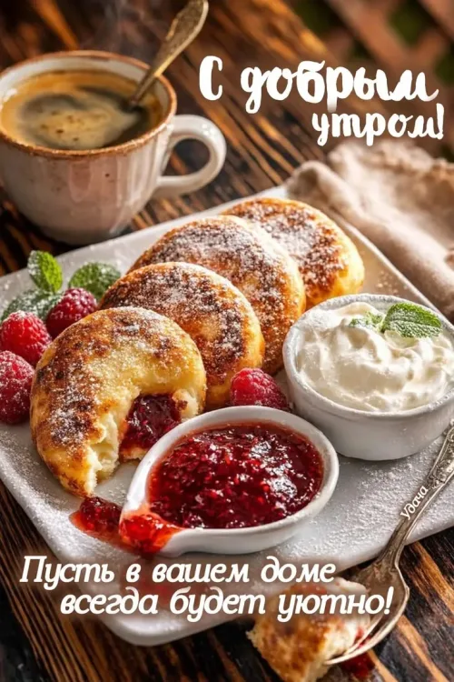 Позитивная открытка с добрым утром и ягодами