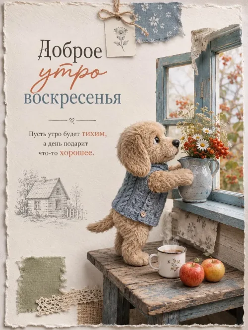 Открытка с добрым утром воскресенья и цветами
