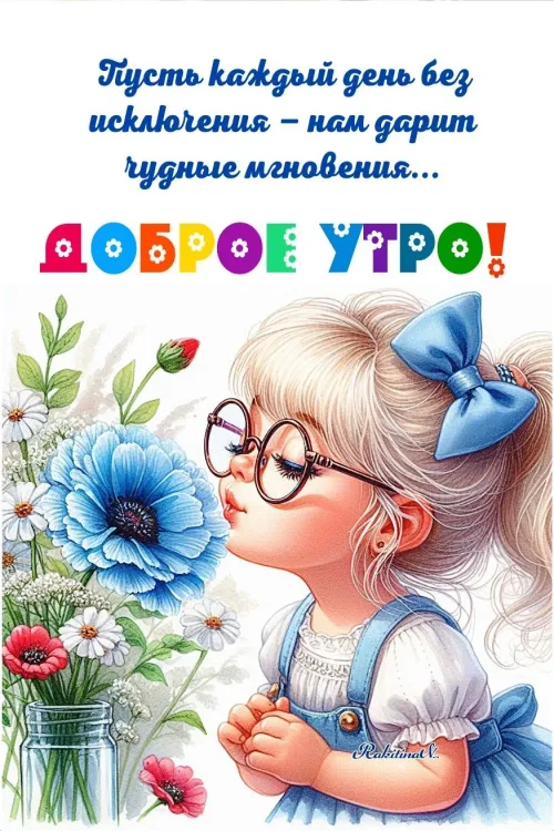 Позитивная открытка с добрым утром и цветами