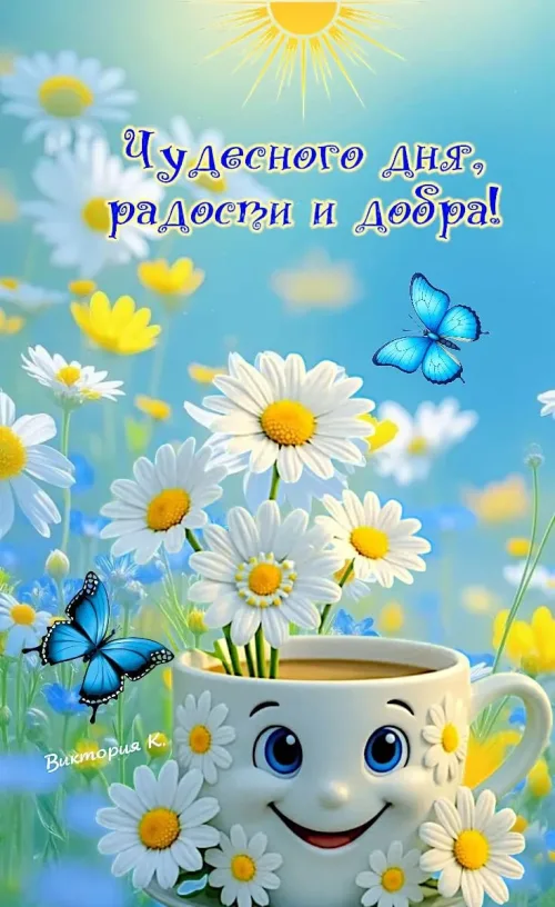 Открытка с добрым утром и цветами