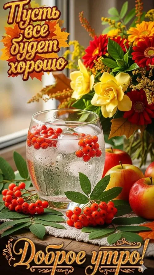 Открытка с доброе утро осенним утром