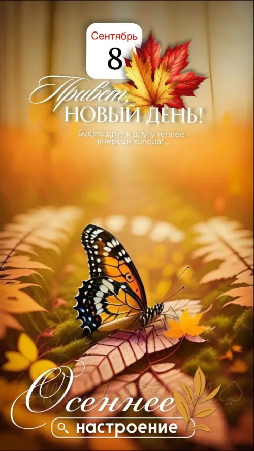 Открытка с осенним настроением и бабочкой