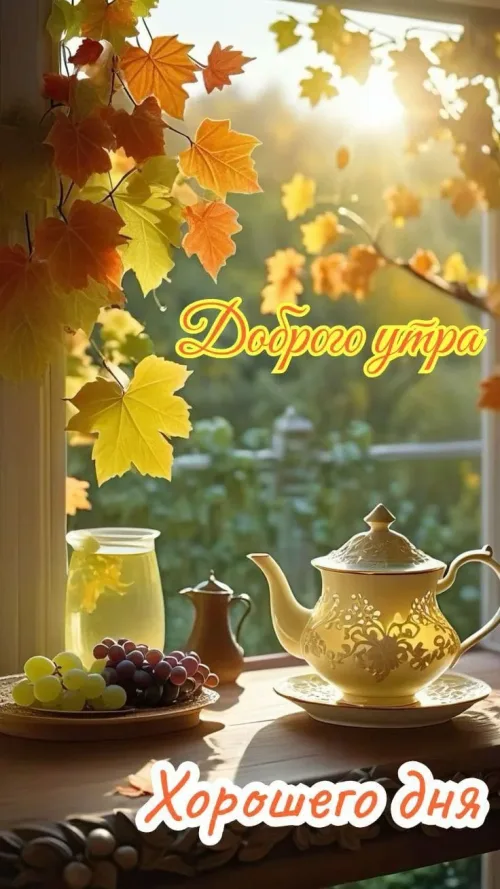 Открытка с добрым утром осенью