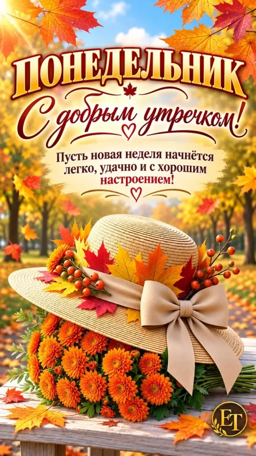 Открытка с понедельником и осенним утром