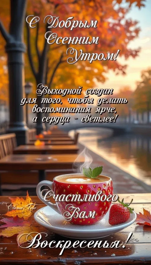 Открытка с осенним утром и кофе