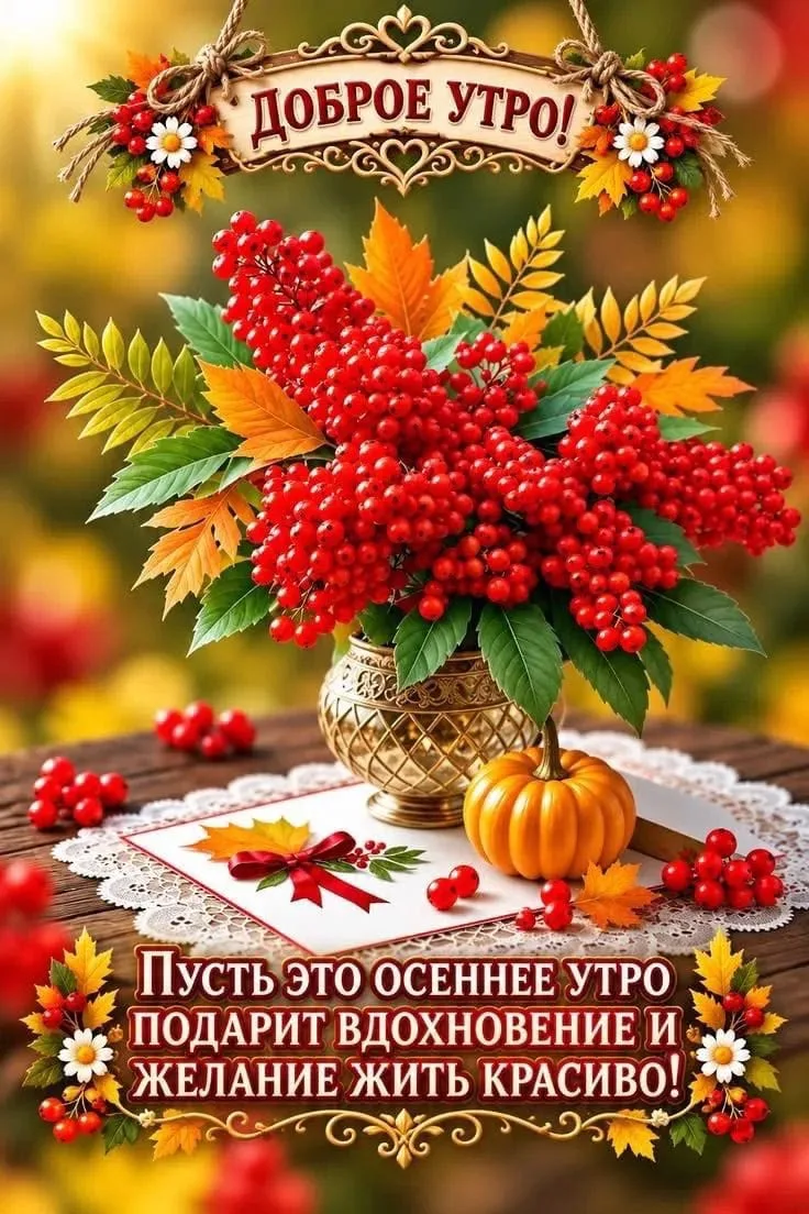 Открытка с доброе утро осенью