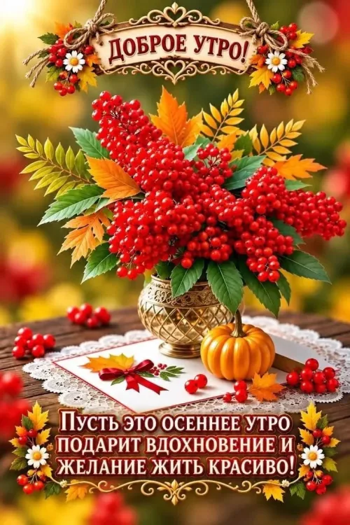 Открытка с доброе утро осенью