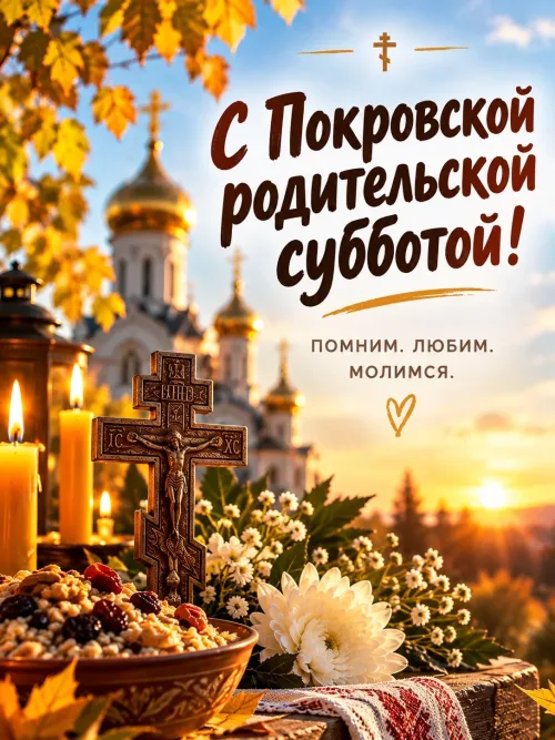 Открытка с Покровской родительской субботой: помним, любим, молимся