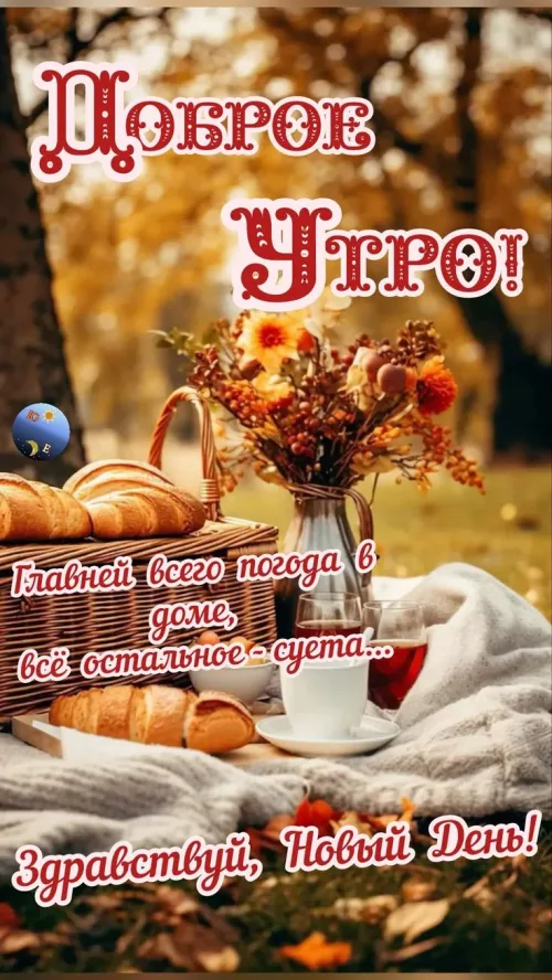 Открытка с доброго утра осенью и цветами