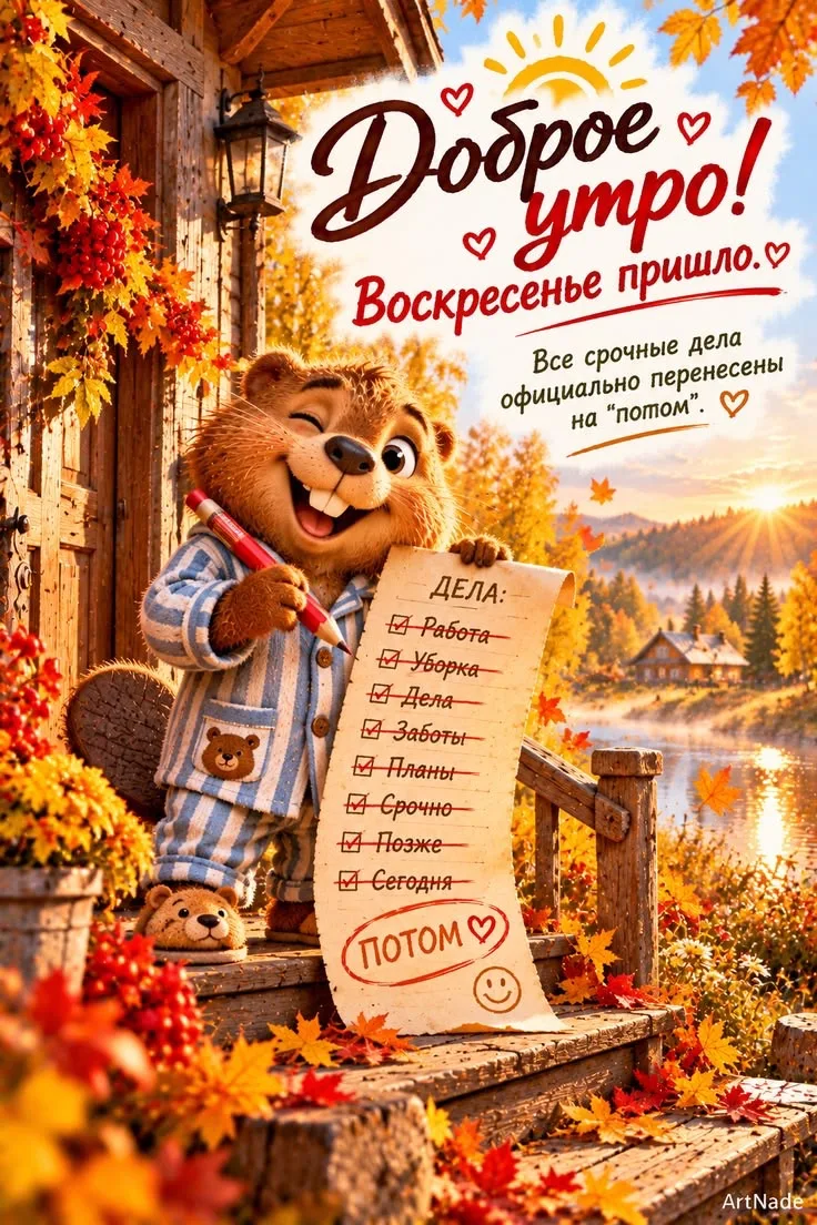 Открытка с добрым утром и перенесенными делами