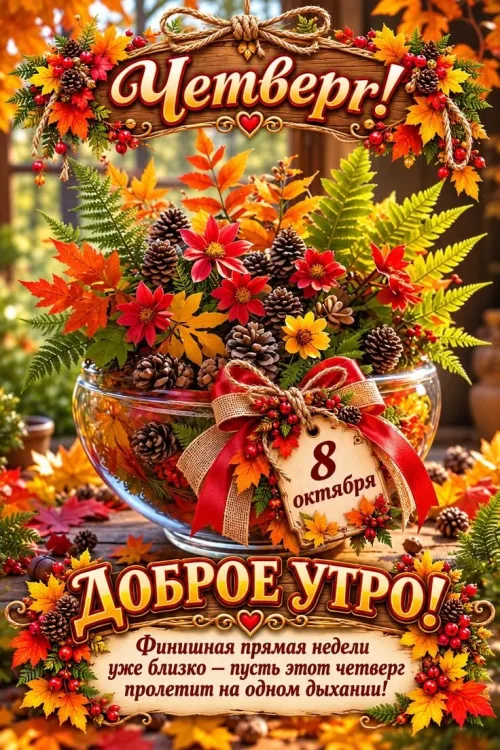 Открытка с Доброе утро на четверг осенью