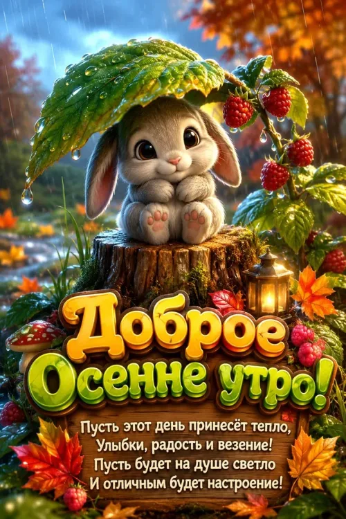 Открытка с доброе осеннее утро животное