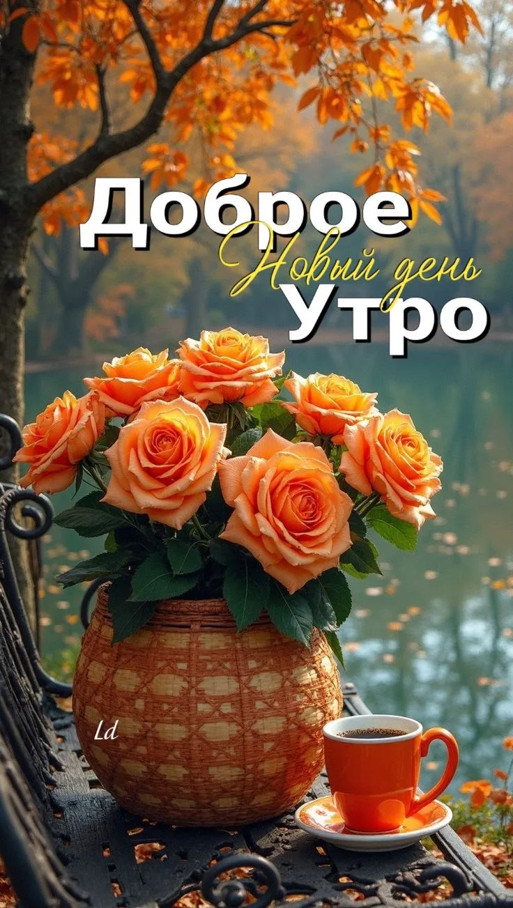Открытка с добрым утром и осенними цветами