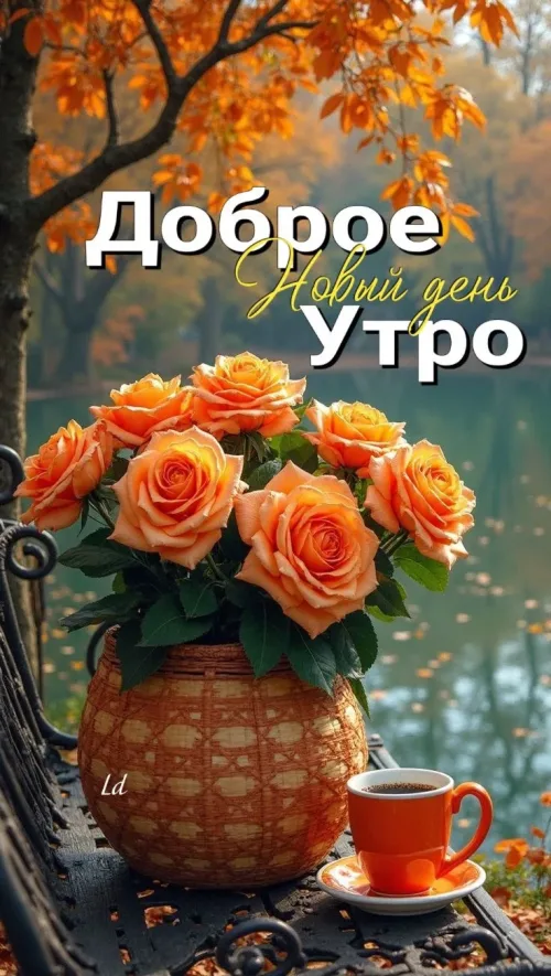 Открытка с добрым утром и осенними цветами