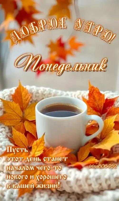 Открытка с добрым утром и осенним кофе
